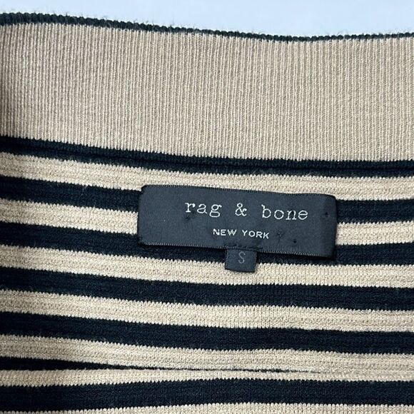 Rag & Bone Knit Mini Skirt Black Tan Striped Size Small - Picture 5 of 6